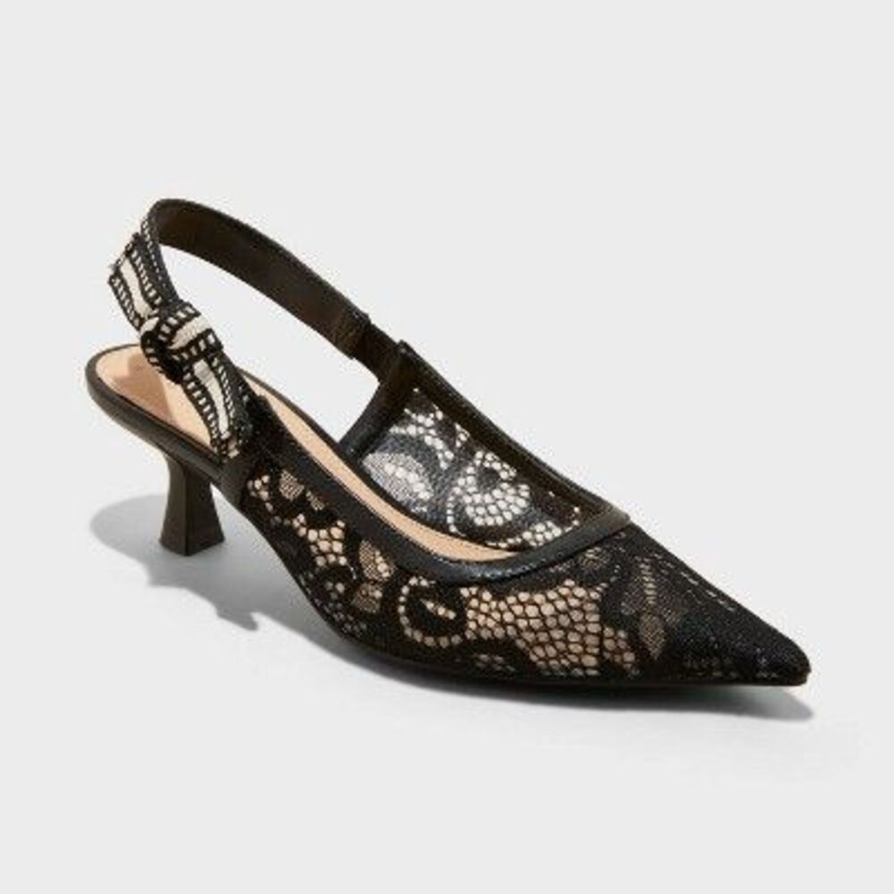 a new day Black Kitten Heel Slingbacks